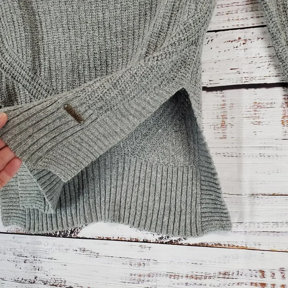 Toms Gray Ribbed Knit Gray Sweater Size XS Cotton Wool Blend Gorpcore Pullover